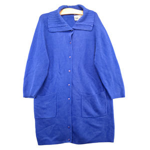 Qui Women's Sweater Cardigan Blue Medium Lambswool Knit Button Front Pockets